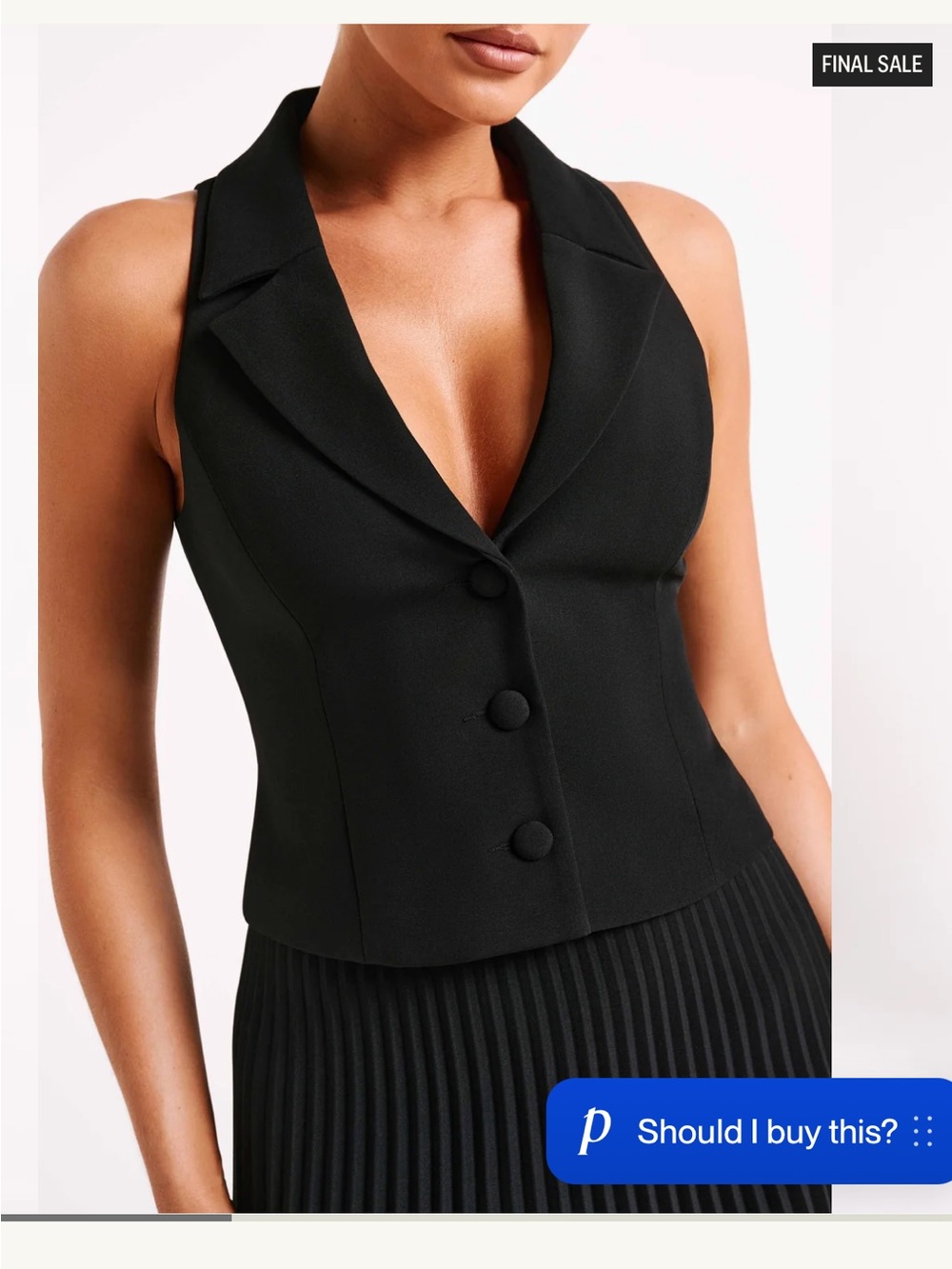 Meshki Black Tailored Mura Vest - NWT